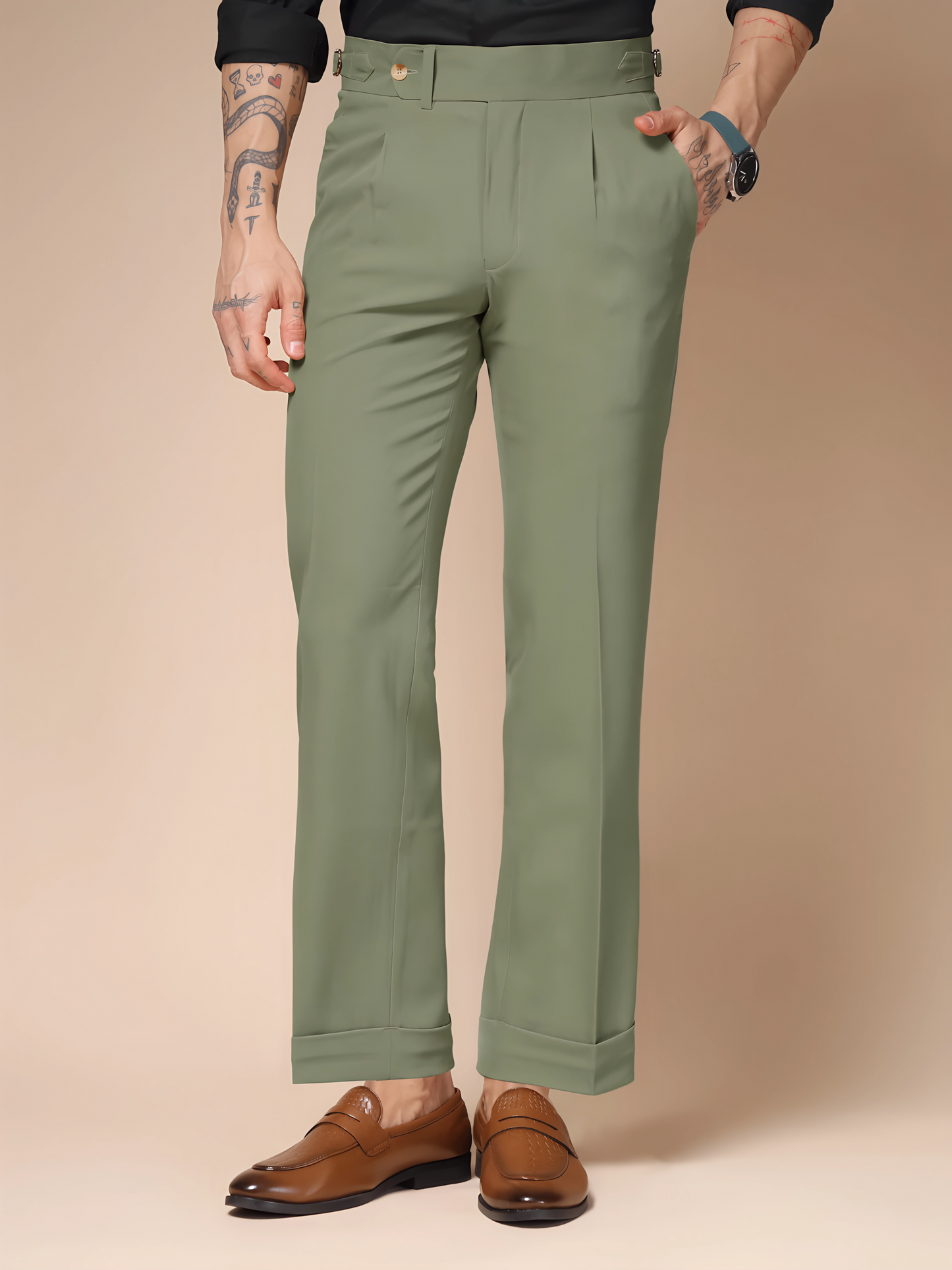 Pebble Italian Elegant Gurkha Trousers by Italian Vega®