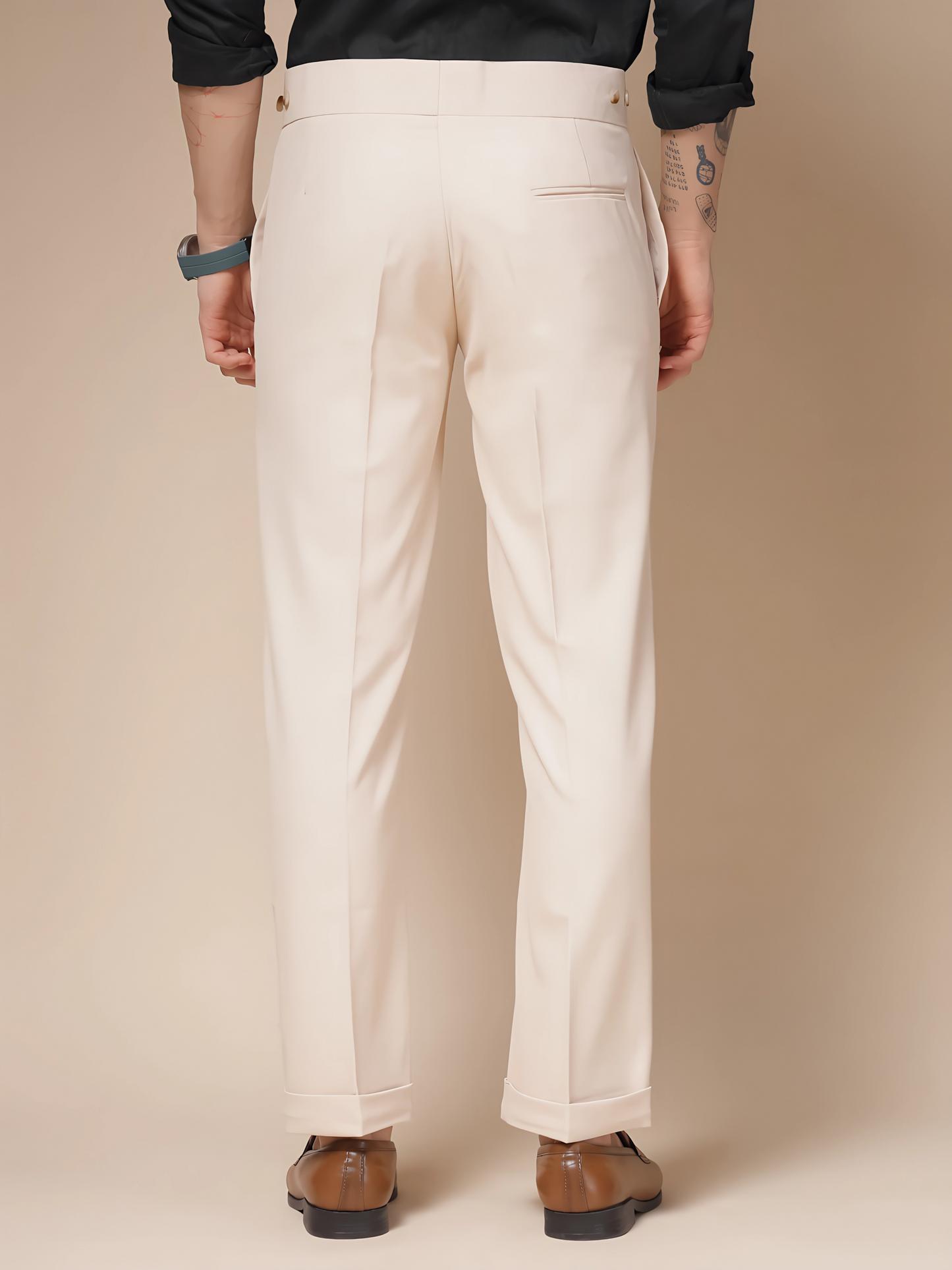 Beige Classic Buttoned Formal Gurkha Pants by ITALIAN VEGA®