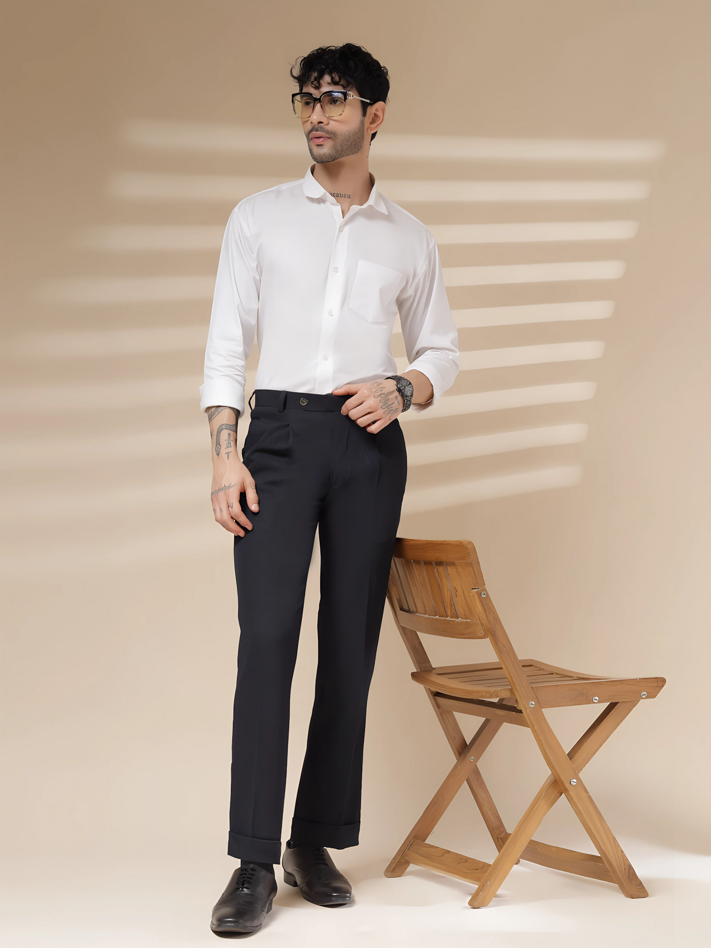 Navy Men Pleated Formal Trouser by Italian Vega®