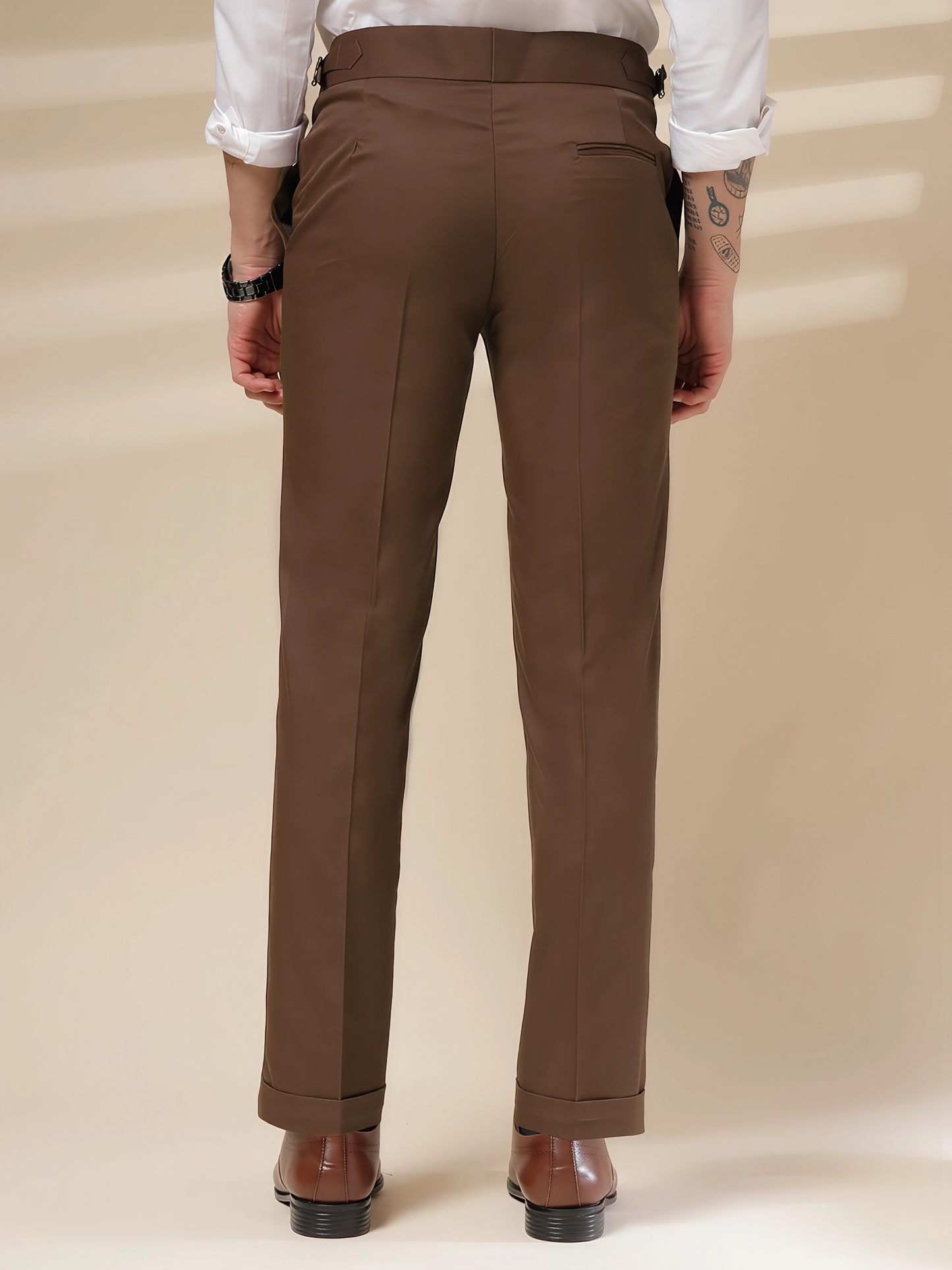 Brown Signature Buttoned Gurkha Pant by ITALIAN VEGA®
