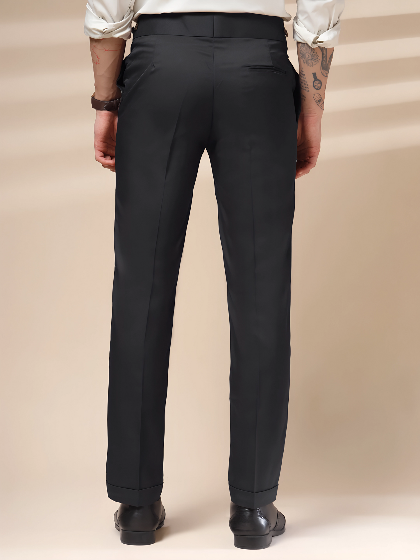 Black Classic Buttoned Formal Gurkha Pants by ITALIAN VEGA®