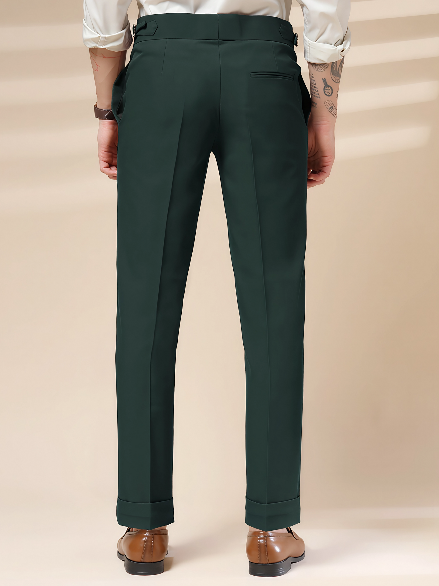 Bottle Green Italian Elegant Gurkha Trousers by ITALIAN VEGA®