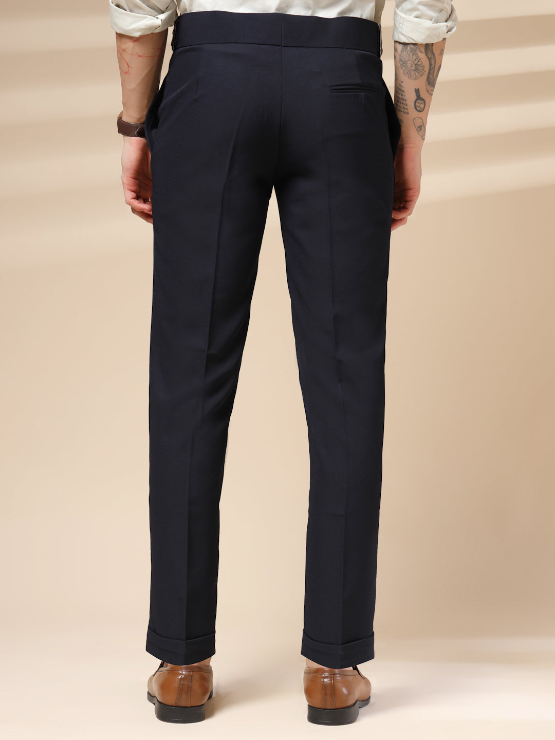 Navy Blue Classic Buckle Formal Gurkha Pants by ITALIAN VEGA®