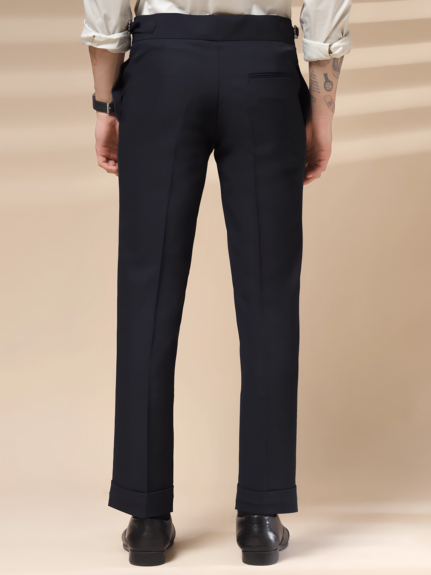Navy Blue Italian Elegant Formal Gurkha Pants by ITALIAN VEGA®