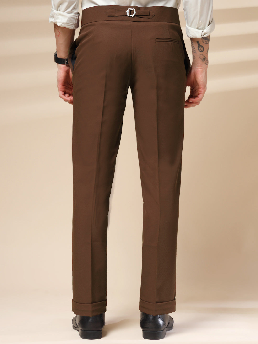 Brown Double Buckle Formal Gurkha Pants by ITALIAN VEGA®