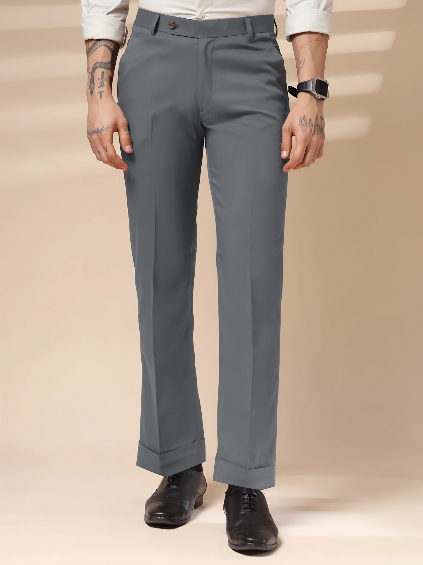 Stone Grey Men Formal Pant by ITALIAN VEGA®
