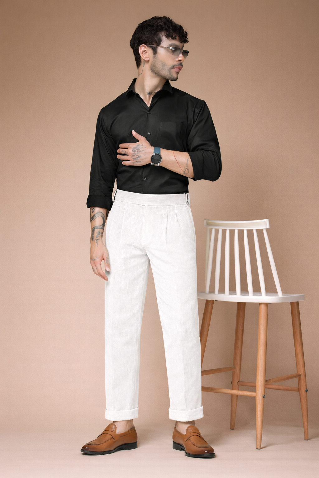 Snow White Corduroy Classic Buckle Gurkha Pants | Boot Cut Fit by ITALIAN VEGA®