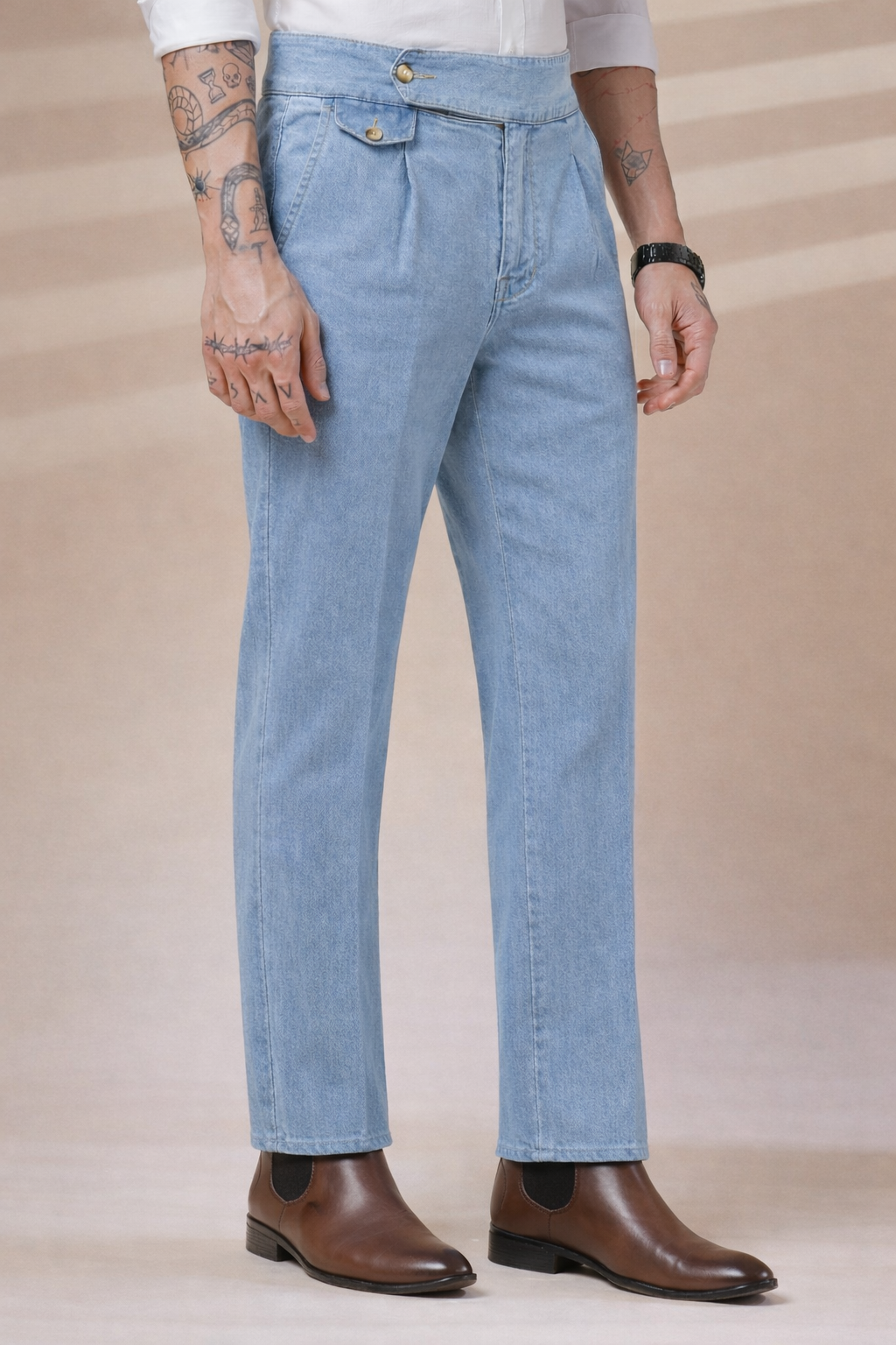 Sky Denim Signature Flap Gurkha Trouser Pants | Boot Cut Fit by Italian Vega®