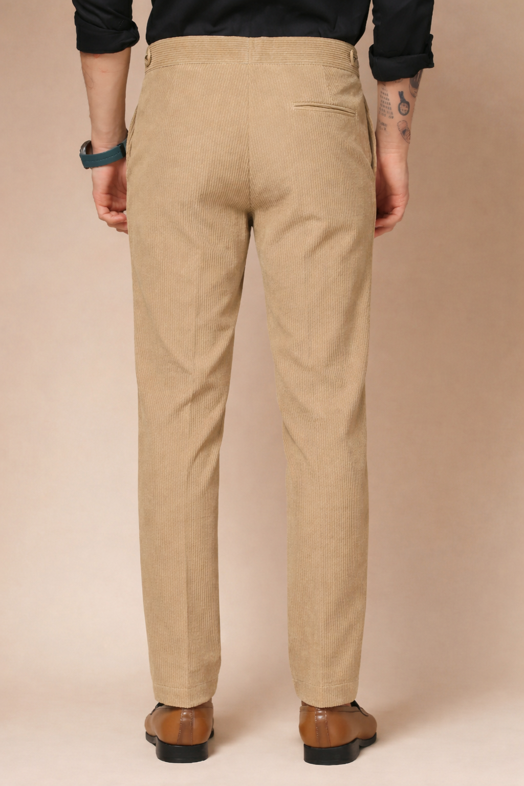 Khakhi Corduroy Classic Button Gurkha Pants | Boot Cut Fit by ITALIAN VEGA®