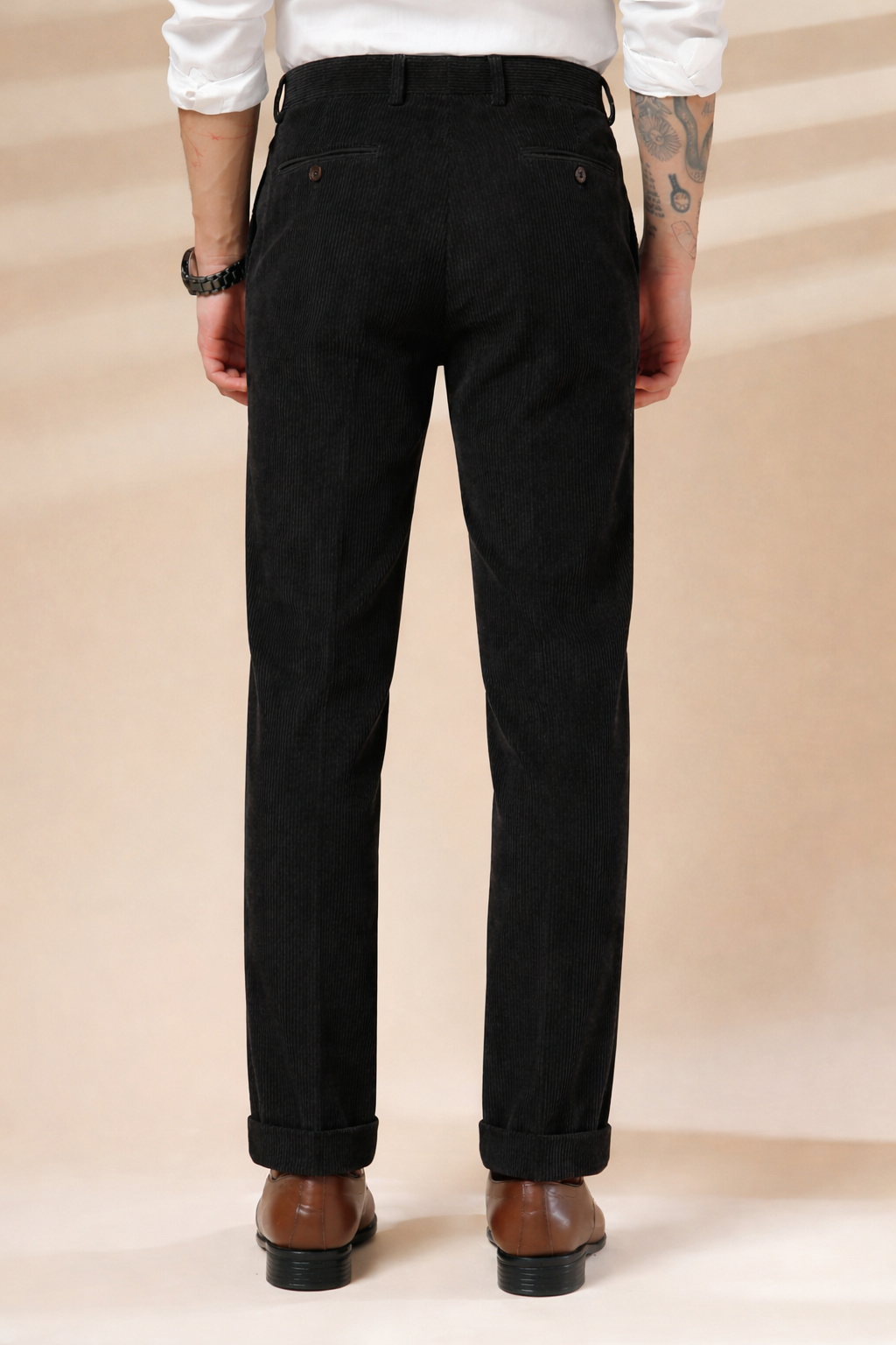 Black Corduroy Signature Flap Gurkha Pants | Boot Cut Fit by ITALIAN VEGA®