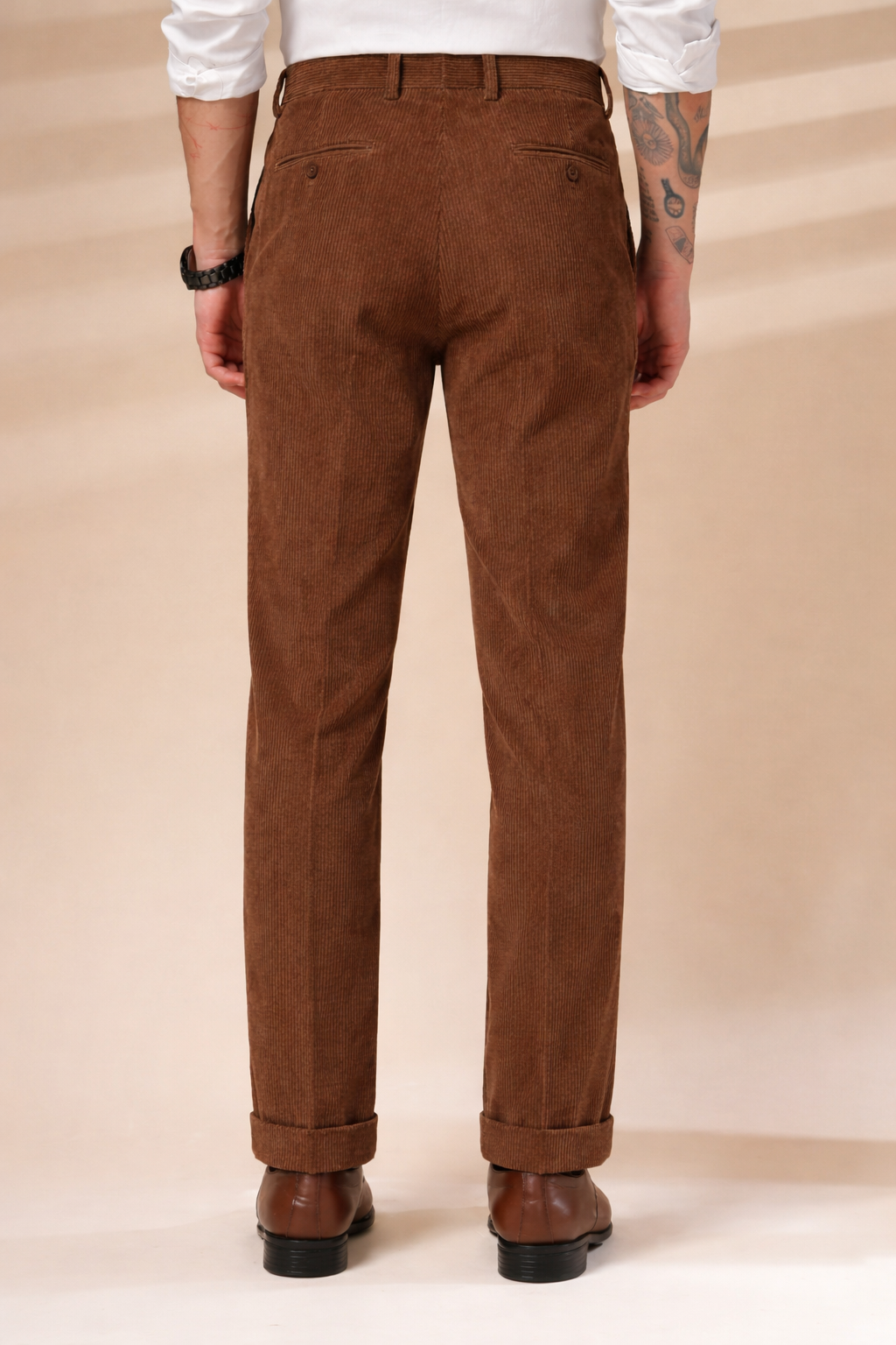 Brown Corduroy Signature Flap Gurkha Pants | Boot Cut Fit by ITALIAN VEGA®