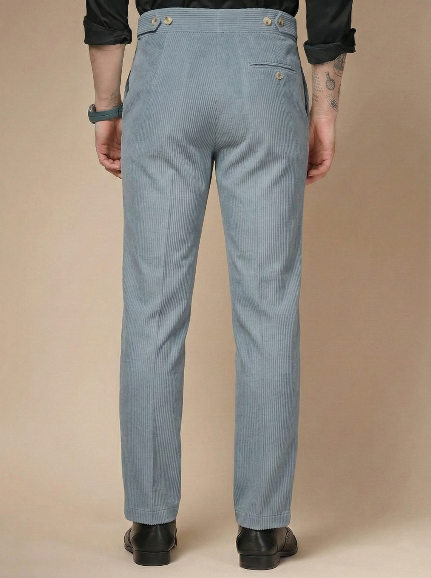 Light Grey Corduroy Oxford Gurkha Pants | Boot Cut Fit by ITALIAN VEGA®