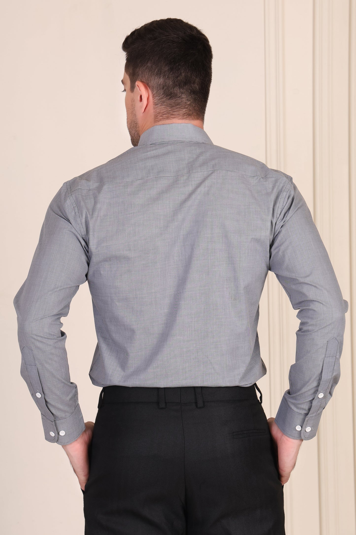 Old Money Grey Textured One Piece Collar Shirt by Italian Vega®