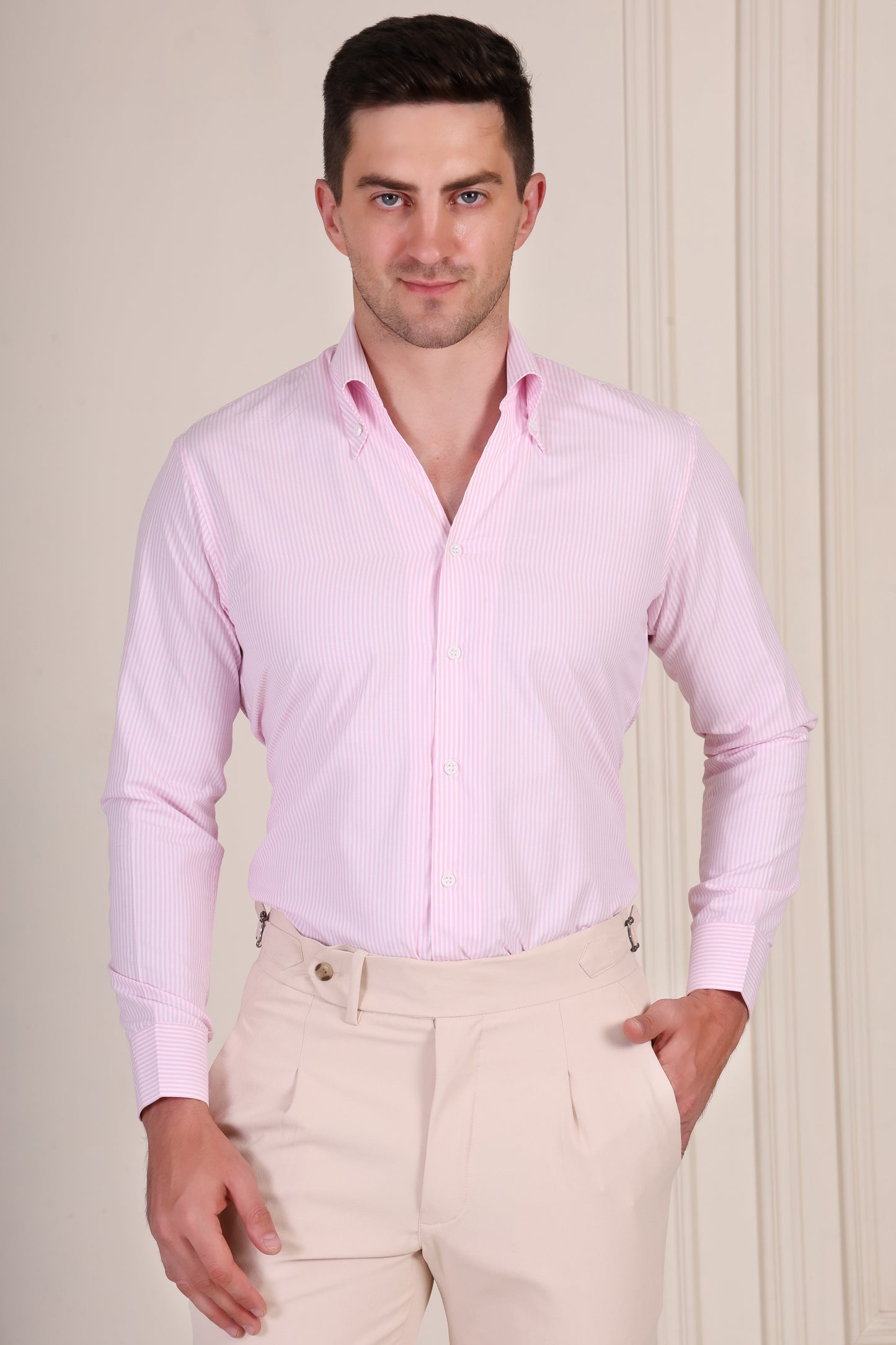 Old Money Crepe Stripe One Piece Collar Shirt by Italian Vega®