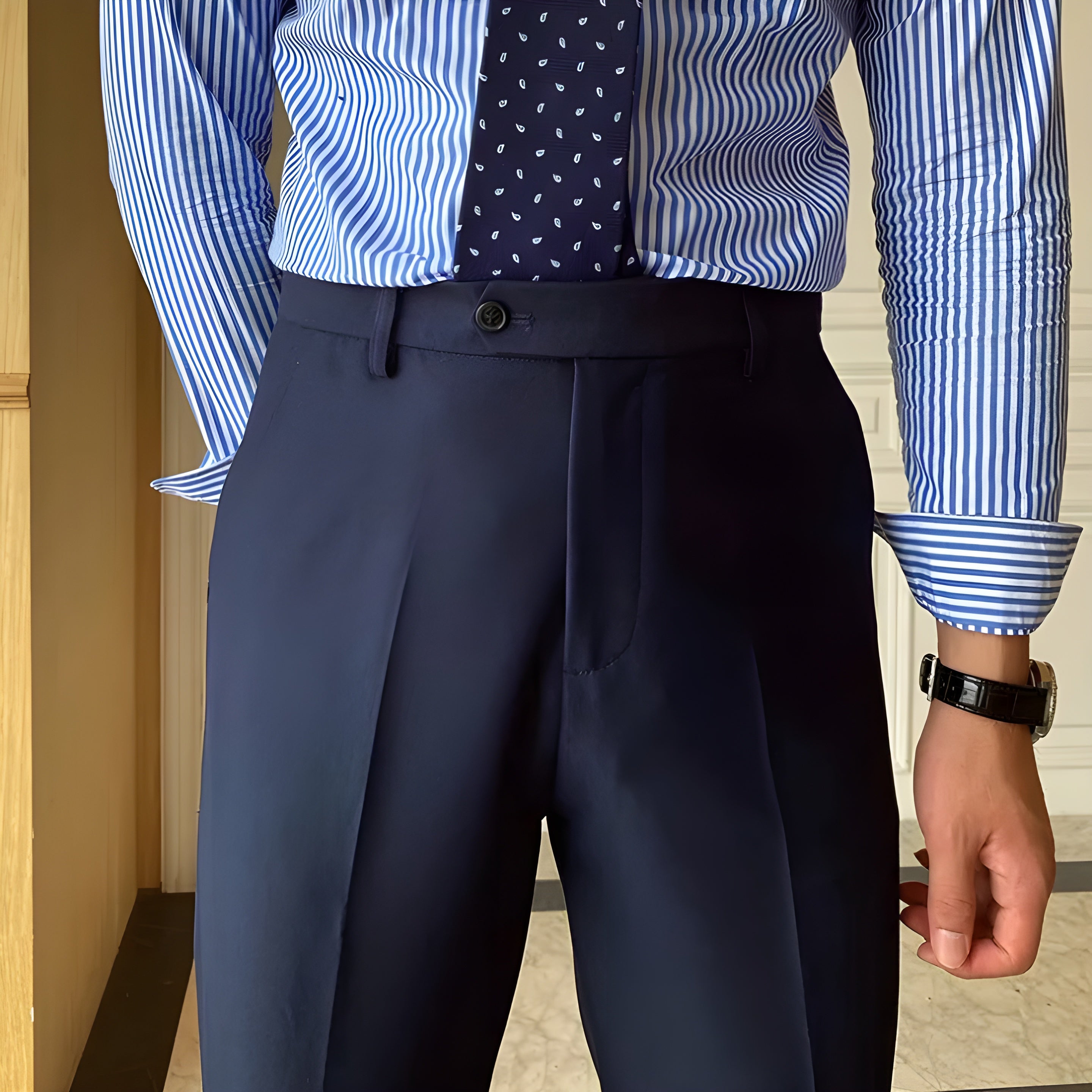 Navy Blue Men Formal Pants by Italian Vega®