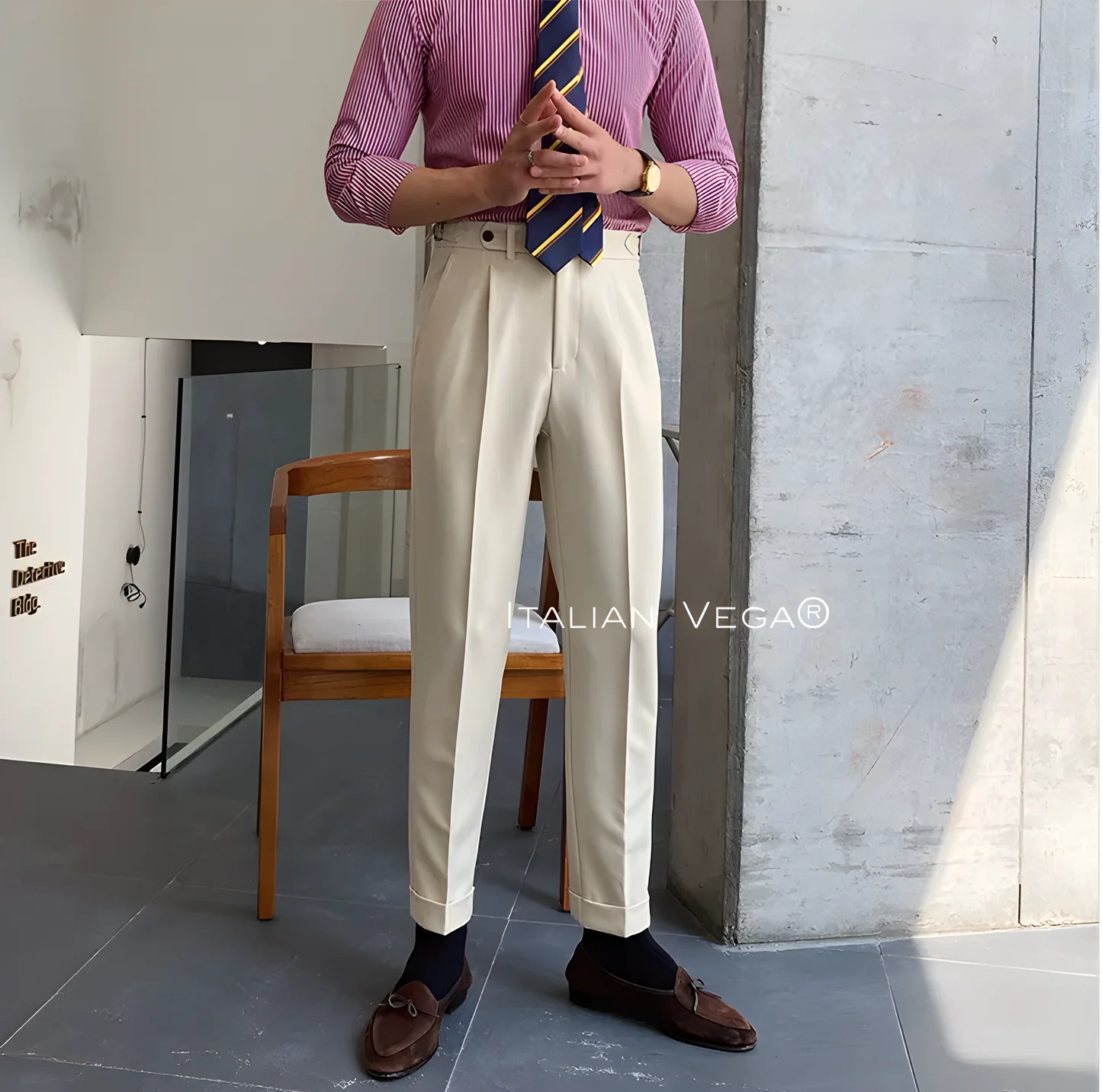 Beige Italian Elegant Gurkha Trousers by ITALIAN VEGA®