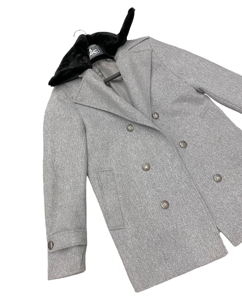 Glacier Ash Grey Double Breasted Winter Woolen Men's Long Coat by