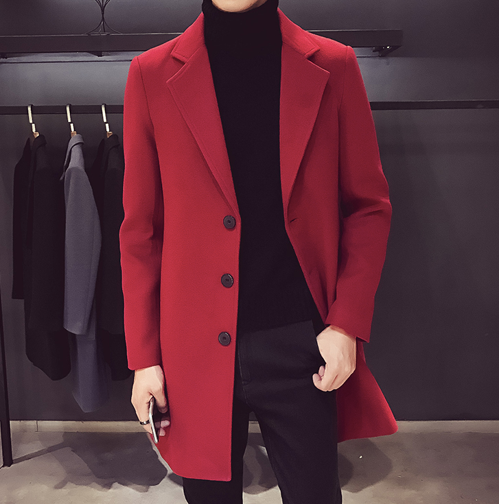 Red long sales coat mens
