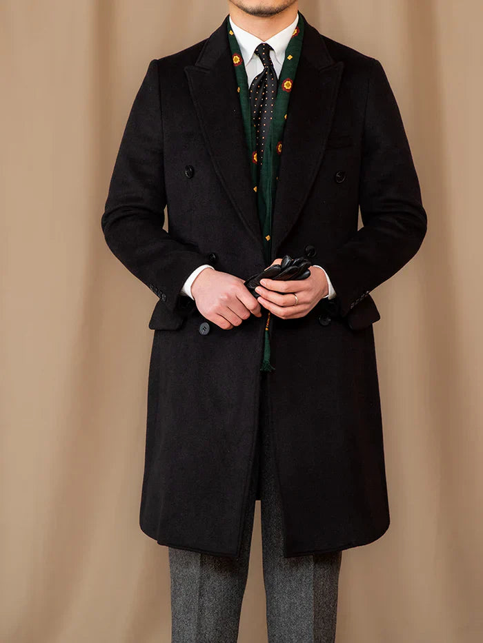 Kingsman Black Double Breasted Over Coat by Italian Vega® (Winter Special)