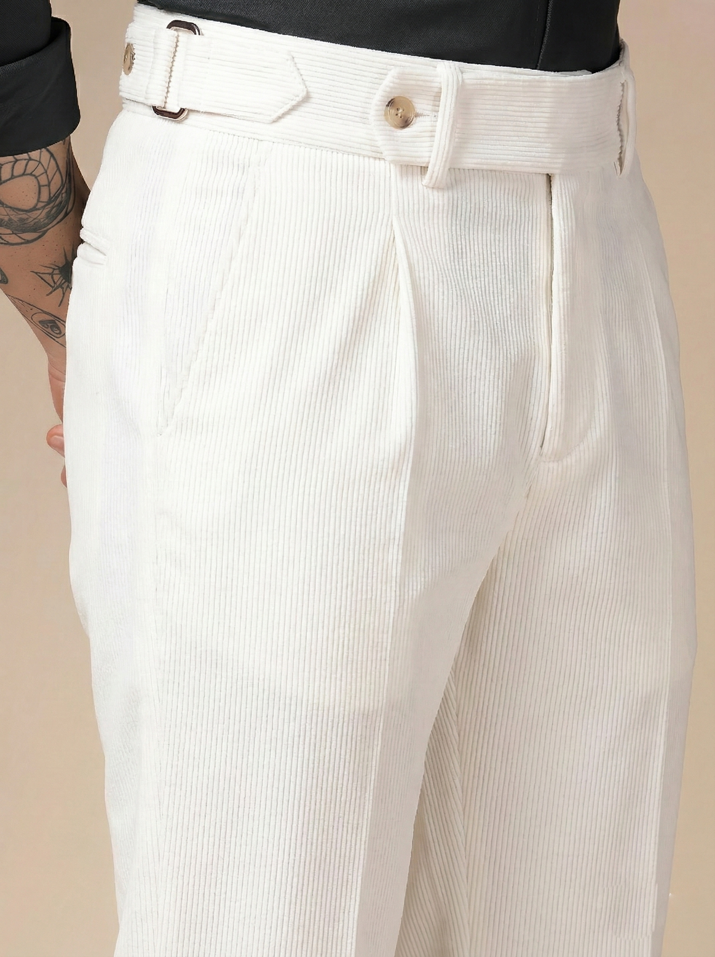 Snow White Corduroy Oxford Gurkha Pants | Boot Cut Fit by ITALIAN VEGA®