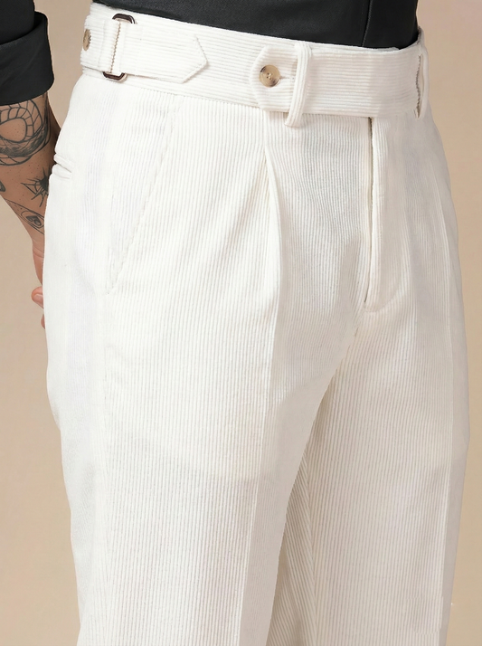 Snow White Corduroy Oxford Gurkha Pants | Boot Cut Fit by ITALIAN VEGA®