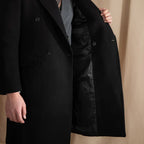 Kingsman Black Double Breasted Over Coat by Italian Vega® (Winter Special)
