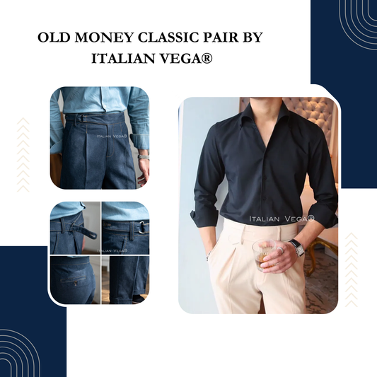 Old Money Black Shirt with Blue Veteran Denim Gurkha Pant by ITALIAN VEGA®