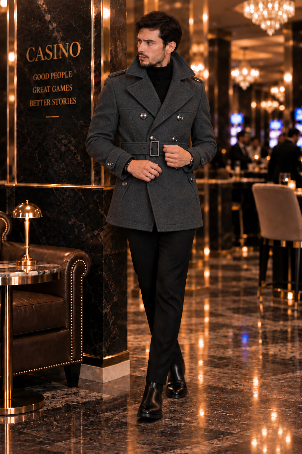 Arctic Charcoal Double Breasted Over Coat by ITALIAN VEGA® (Winter Special)