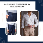Old Money White Shirt with Navy Blue Signature Buttoned Gurkha Pant by ITALIAN VEGA®