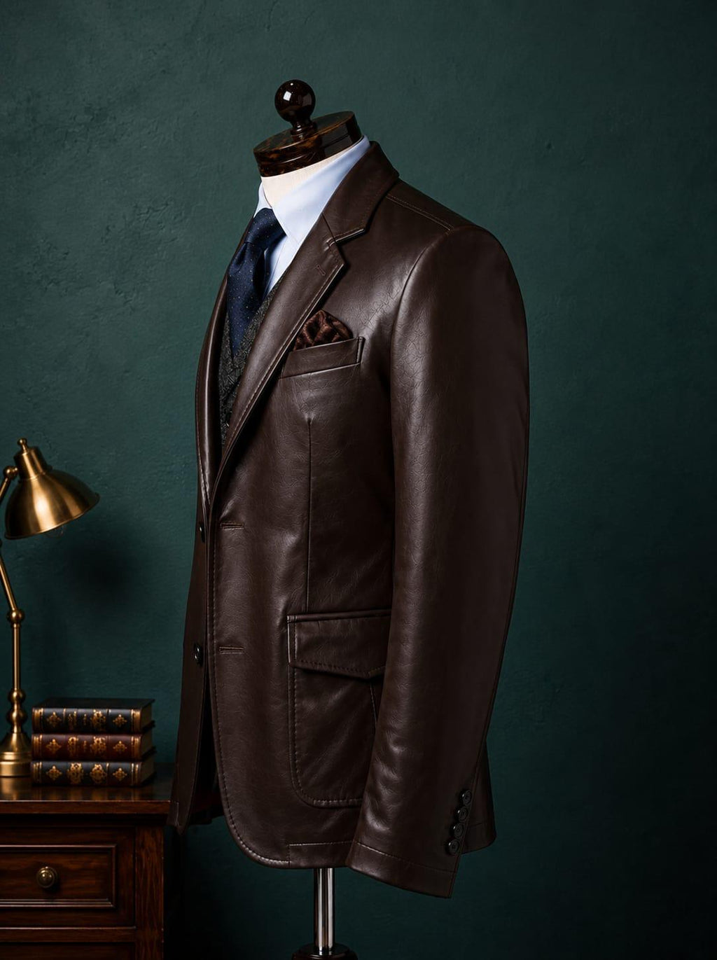 Men's Brown Vegan Leather Single Breasted Blazer Jacket | Espresso Luxe by Italian Vega®