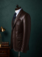 Men's Brown Vegan Leather Single Breasted Blazer Jacket | Espresso Luxe by Italian Vega®