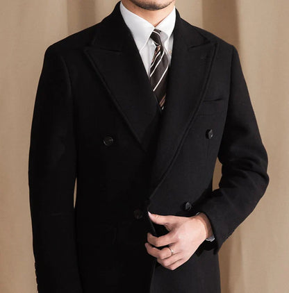 Kingsman Black Double Breasted Over Coat by Italian Vega® (Winter Special)