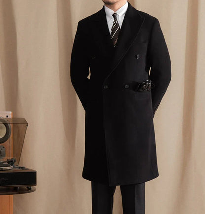 Kingsman Black Double Breasted Over Coat by Italian Vega® (Winter Special)