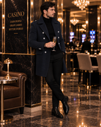 Alaska Dark Blue Double Breasted Over Coat by ITALIAN VEGA® (Winter Special)