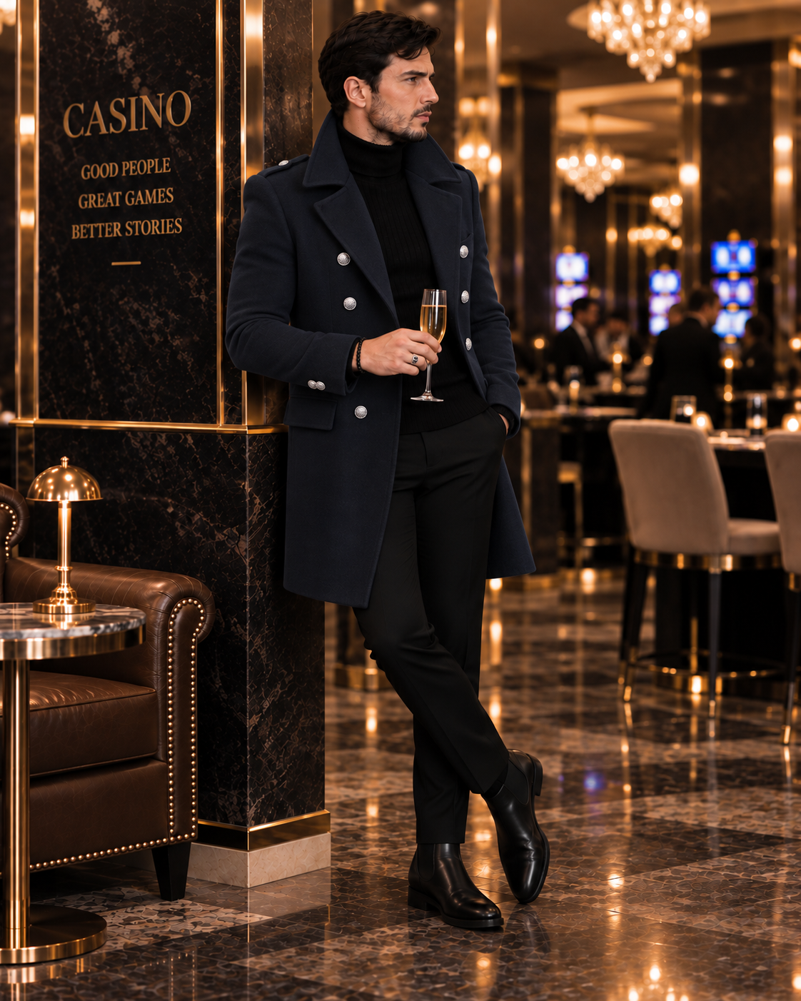 Alaska Dark Blue Double Breasted Over Coat by ITALIAN VEGA® (Winter Special)
