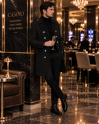 Alaska Black Double Breasted Over Coat by ITALIAN VEGA® (Winter Special)