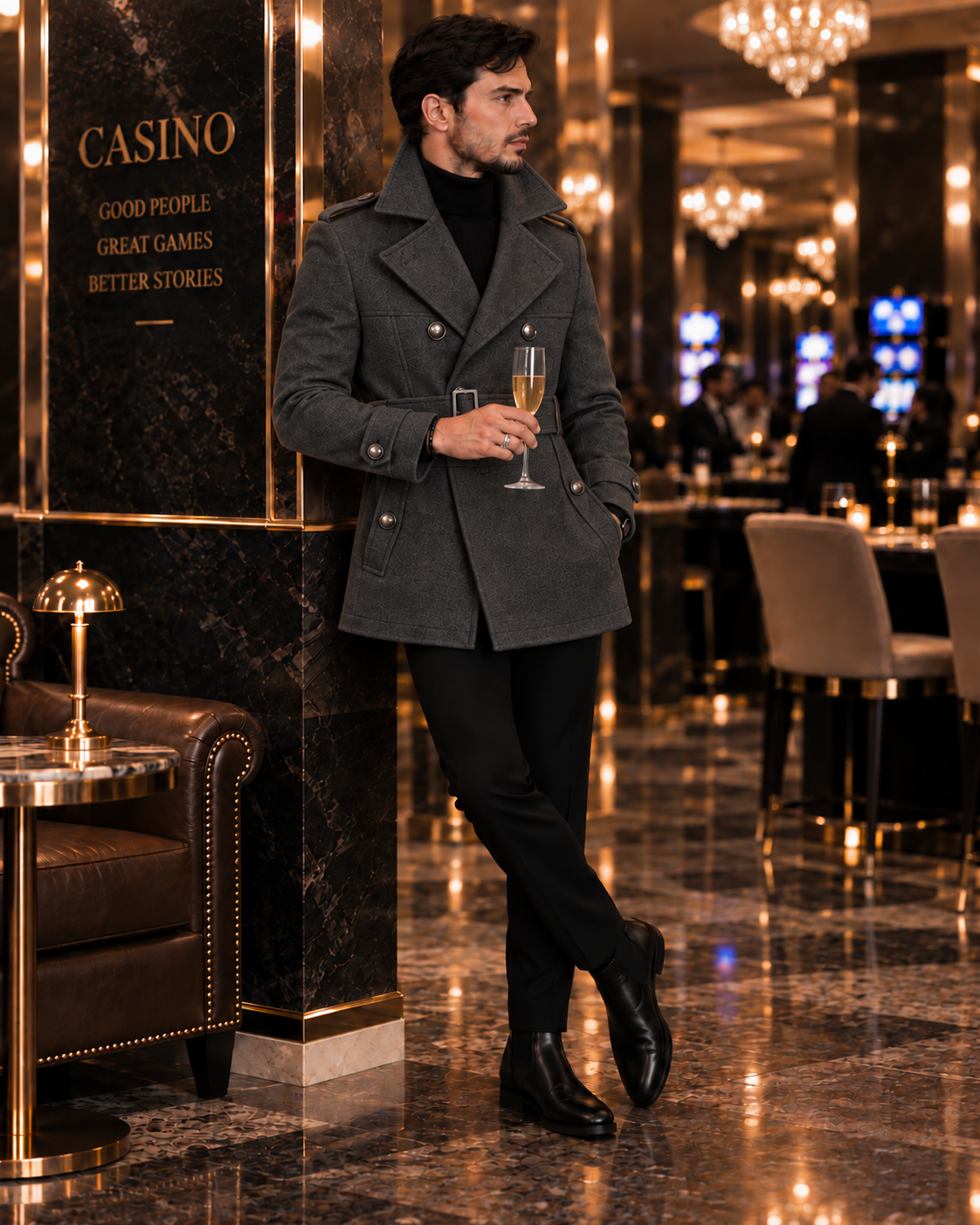 Arctic Charcoal Double Breasted Over Coat by ITALIAN VEGA® (Winter Special)