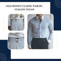 Old Money Classic Stripe Shirt with Ash Grey Signature Buttoned Gurkha Pant by ITALIAN VEGA®