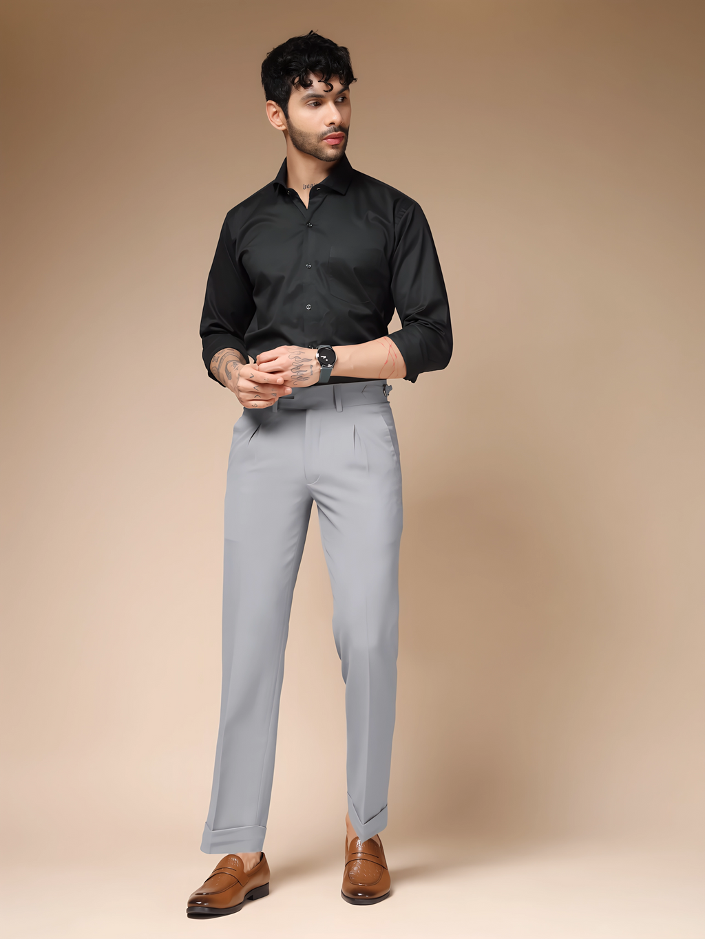 Ash Grey Double Buttoned GURKHA PANTS by ITALIANVEGA®