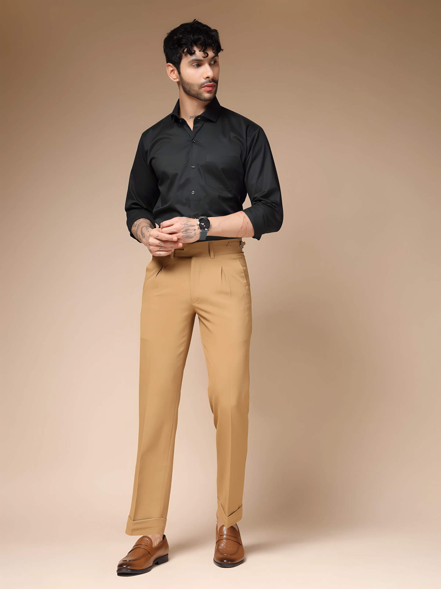 Camel Double Buttoned GURKHA PANTS by ITALIAN VEGA®