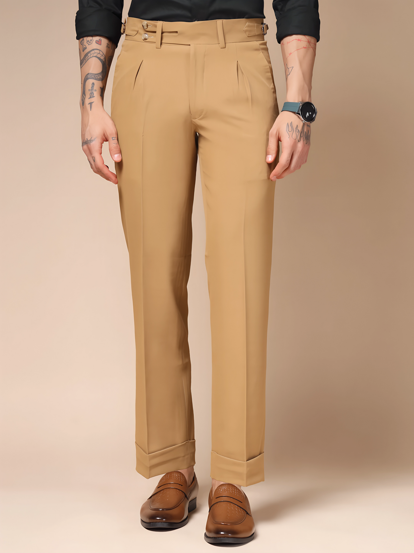 Camel Double Buttoned GURKHA PANTS by ITALIAN VEGA®