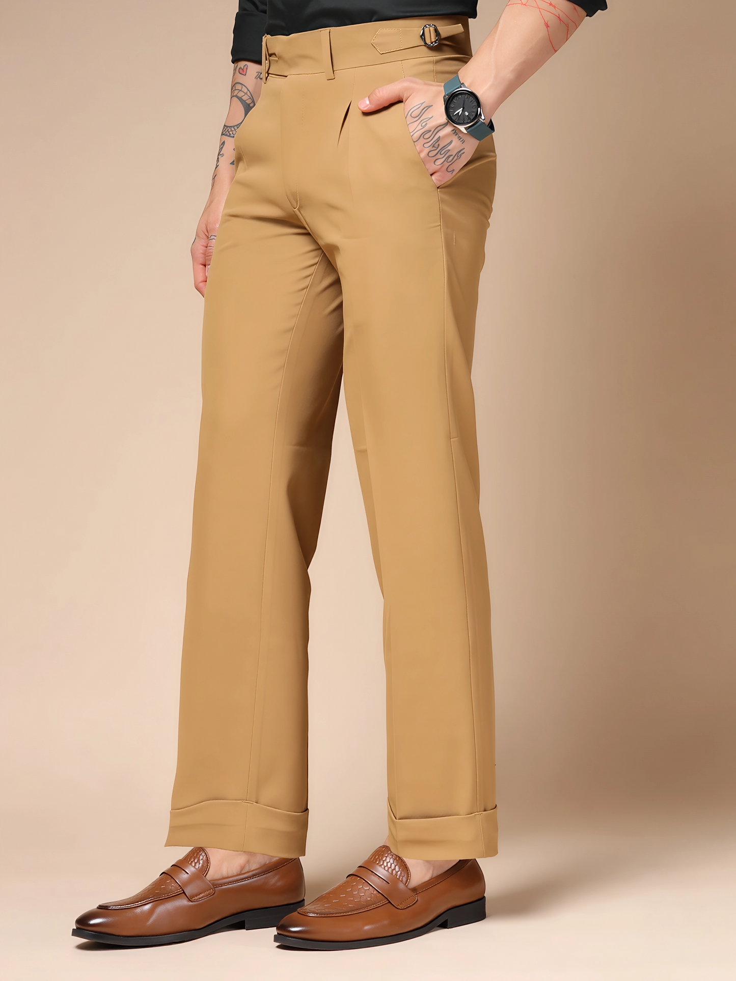 Camel Double Buttoned GURKHA PANTS by ITALIAN VEGA®