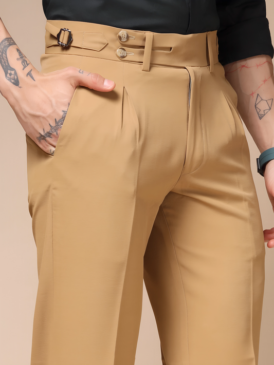 Camel Double Buttoned GURKHA PANTS by ITALIAN VEGA®