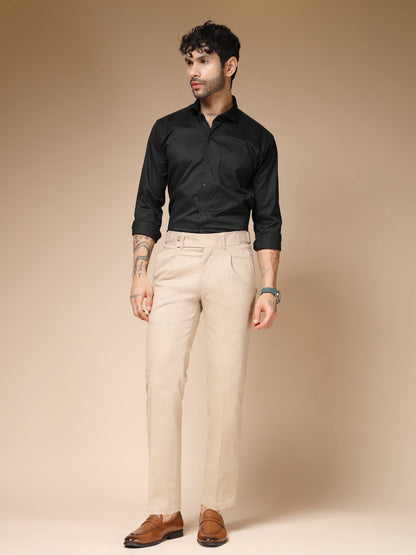Beige Oxford Linen Gurkha Pants | Boot Cut Fit by Italian Vega®