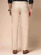 Beige Linen Oxford Gurkha Pants | Boot Cut Fit by Italian Vega®