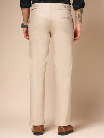 Beige Oxford Linen Gurkha Pants | Boot Cut Fit by Italian Vega®