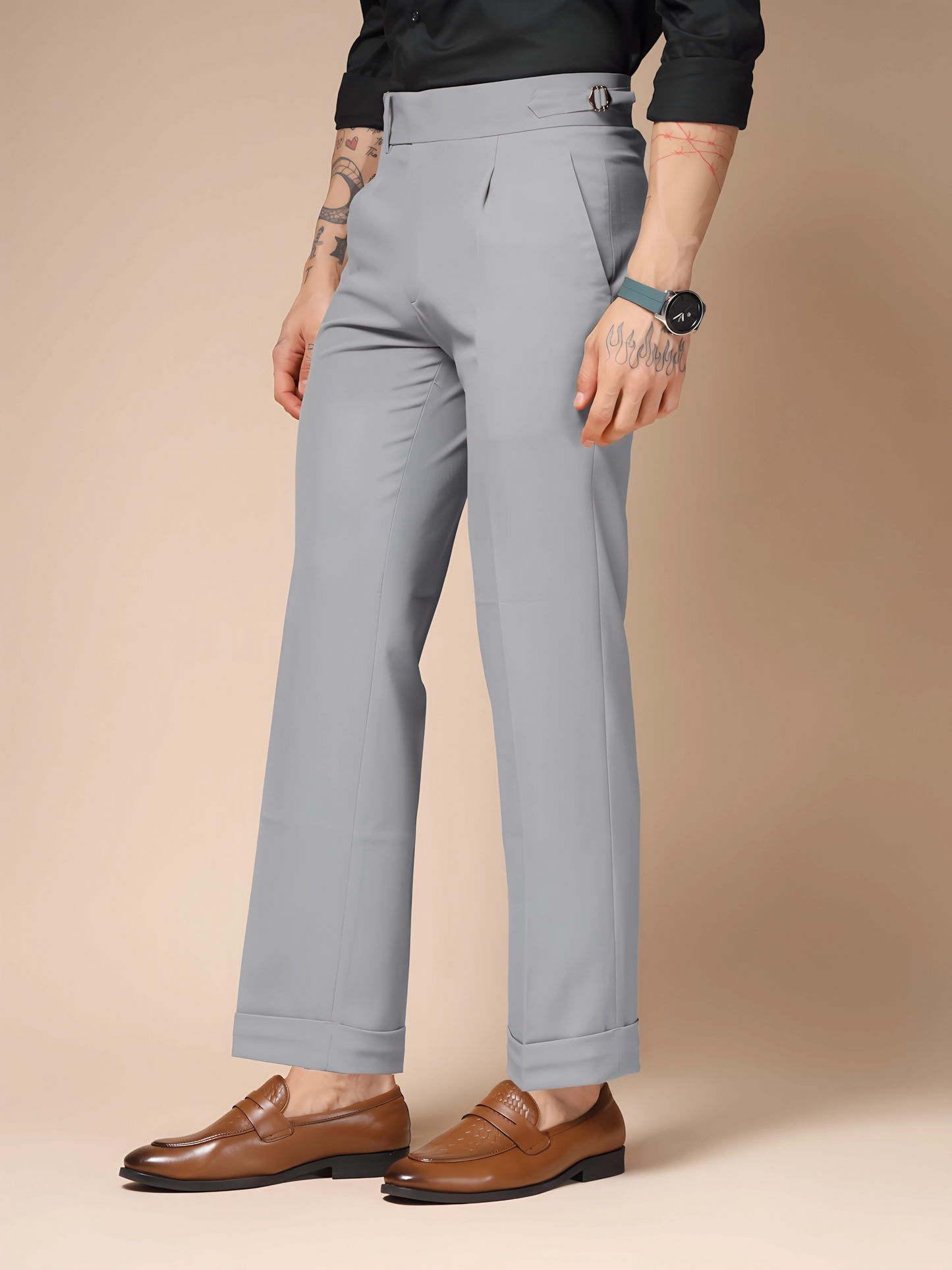 Ash Grey Italian Elegant Formal Gurkha Pants by ITALIAN VEGA®