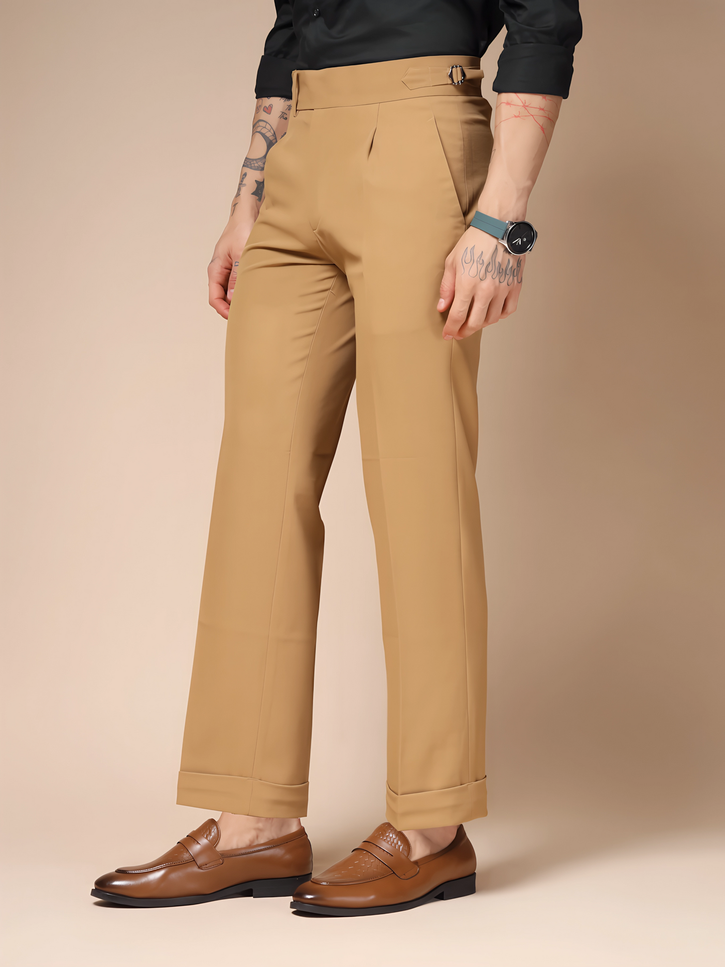 Camel Italian Elegant Gurkha Trousers by ITALIAN VEGA®