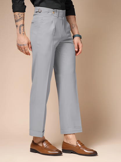Ash Grey Italian Elegant Formal Gurkha Pants by ITALIAN VEGA®