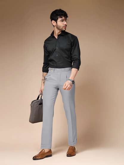 Ash Grey Italian Elegant Formal Gurkha Pants by ITALIAN VEGA®